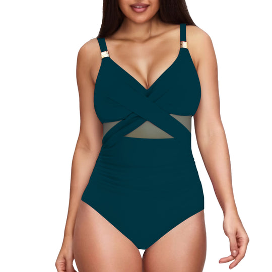 Damen Eleganter Einteiler mit transparenter Einsätzen EB