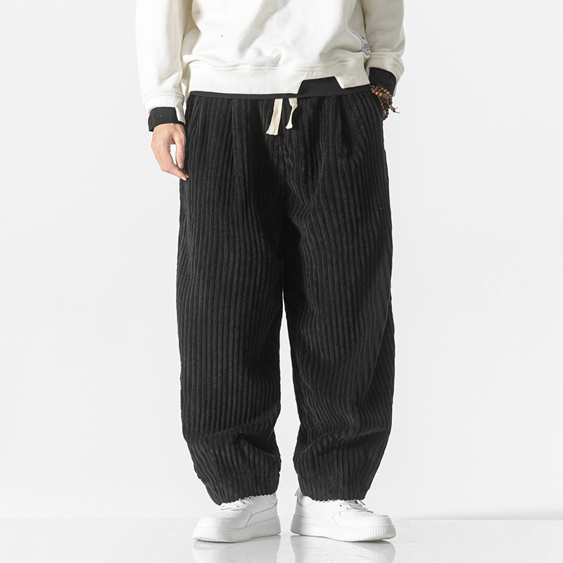Herren nan weite Breitcord-Hose mit elastischem Bund, Kordelzug und tiefen Eingrifftaschen EB