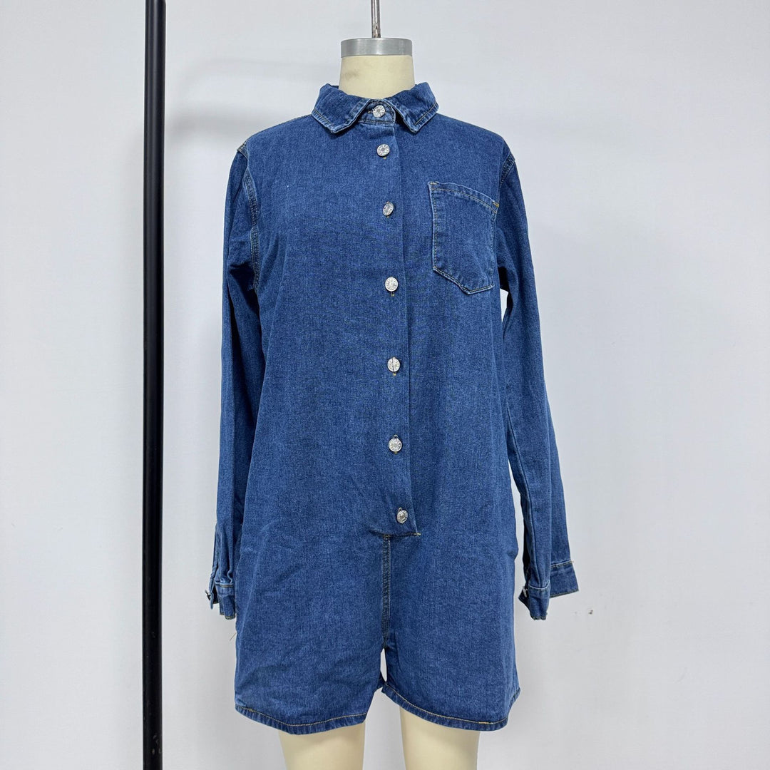 Damen Jeans-Overall mit Kurzarm und praktischen Taschen EB