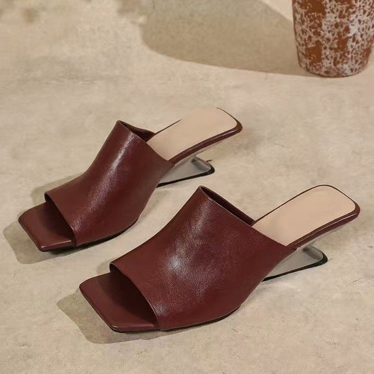 Damen offene Slingback-Pantoletten mit modischem Blockabsatz EB