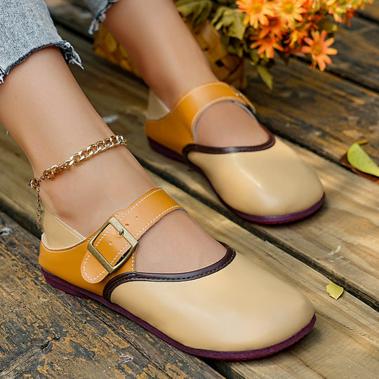 Damen bequeme Ballerinas mit verstellbarem Schnallenverschluss EB