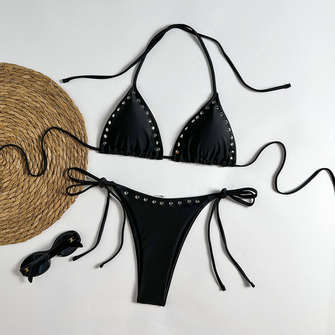 Damen Triangel-Bikini mit glänzenden Akzenten EB