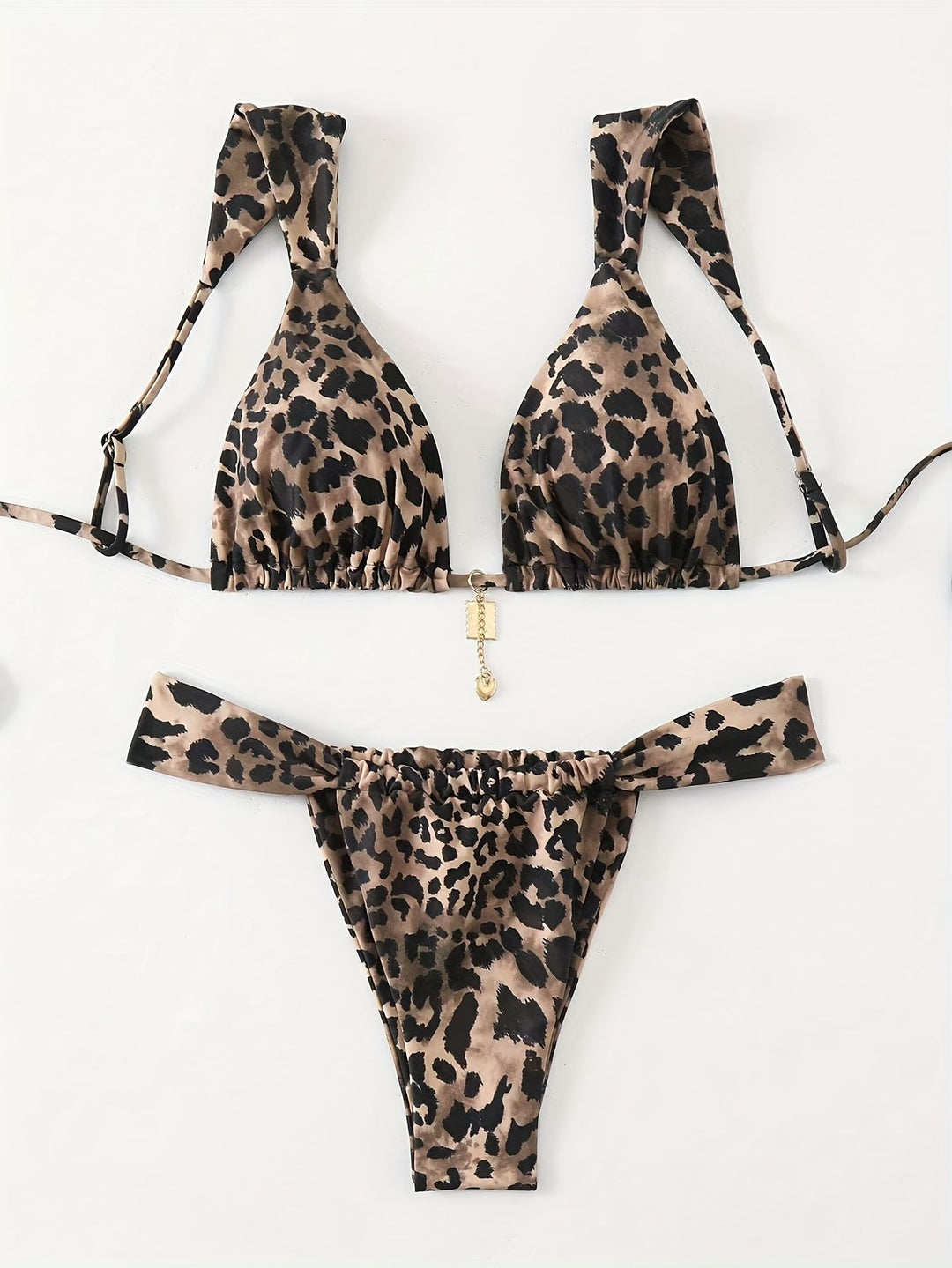 Damen Triangel-Bikini mit verspieltem Patchwork-Muster EB