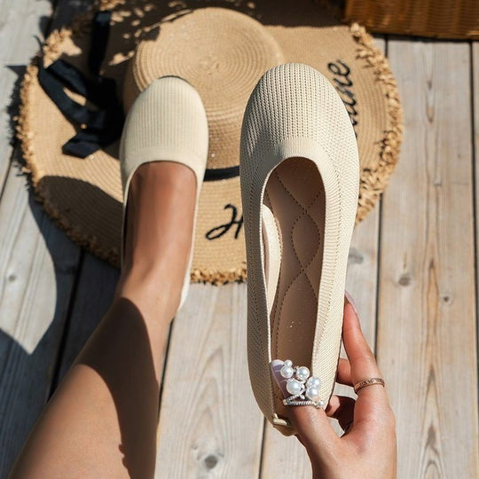 Damen bequeme und flexible Ballerinas mit elastischem Obermaterial EB