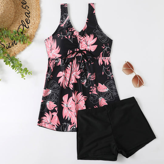 Damen Tankini-Set mit modischem Blumendruck und Rüschen EB