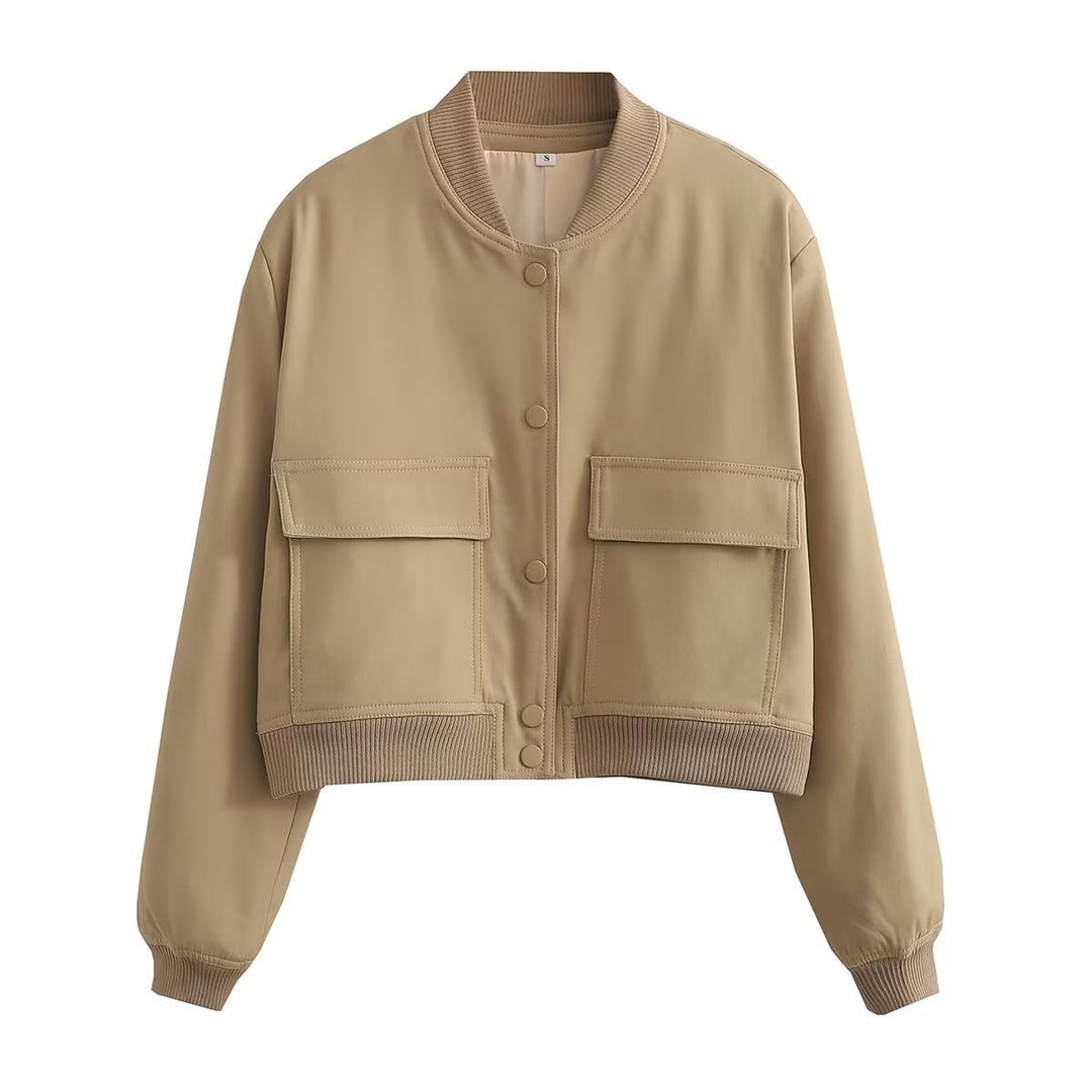 Damen Kurzblouson im Utility‑Stil mit Klappentaschen und Rippbündchen EB
