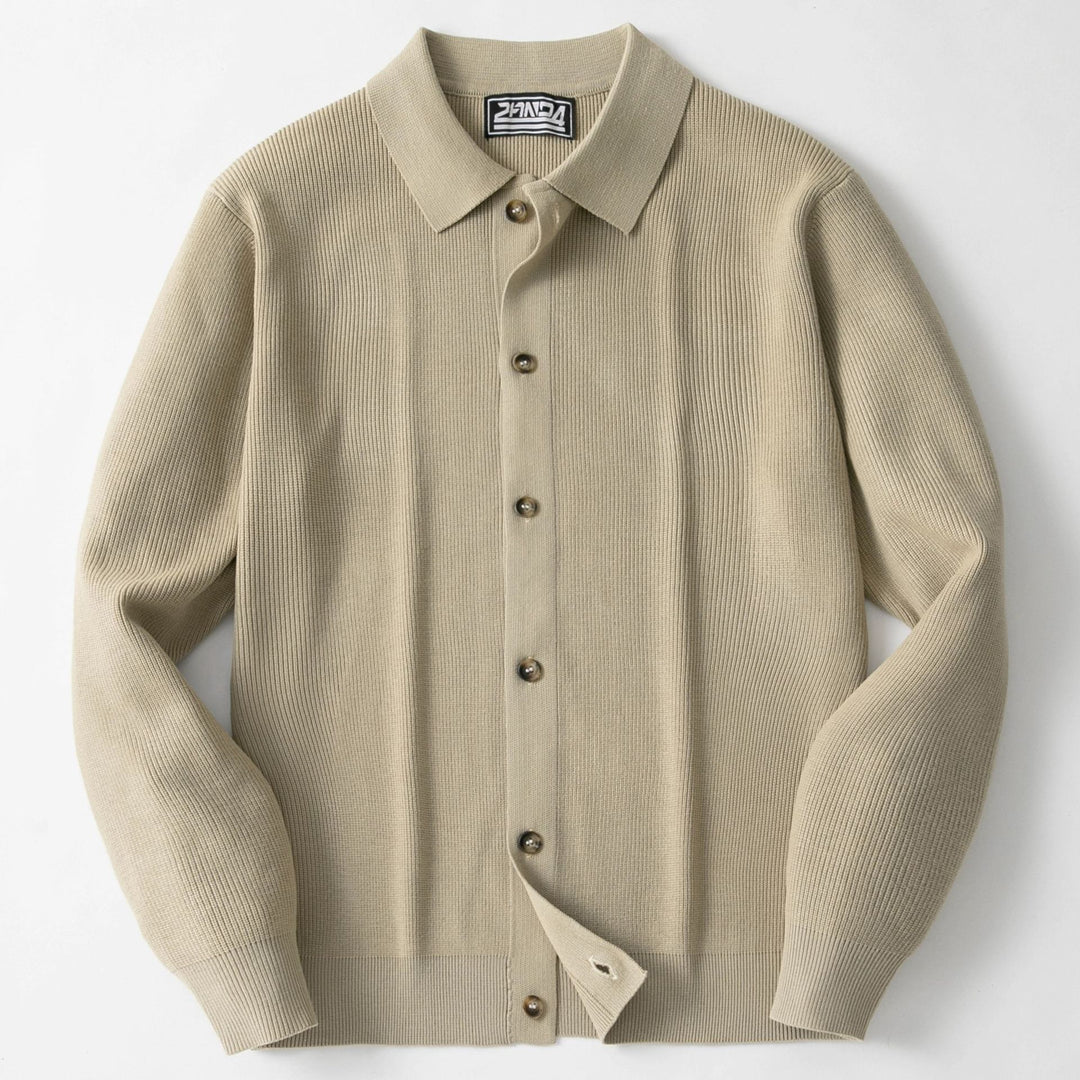 Herren Strickjacke mit modernem Kragen und hochwertigen Knöpfen EB