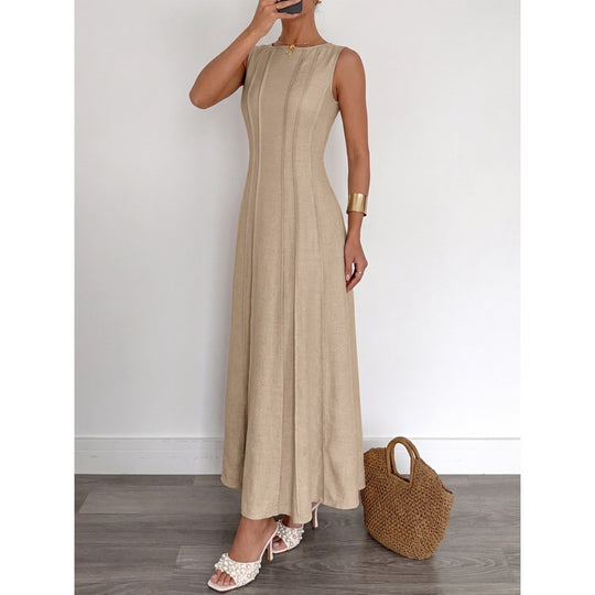 Damen Langarm Maxikleid mit eleganten Streifen und schmeichelndem Schnitt EB