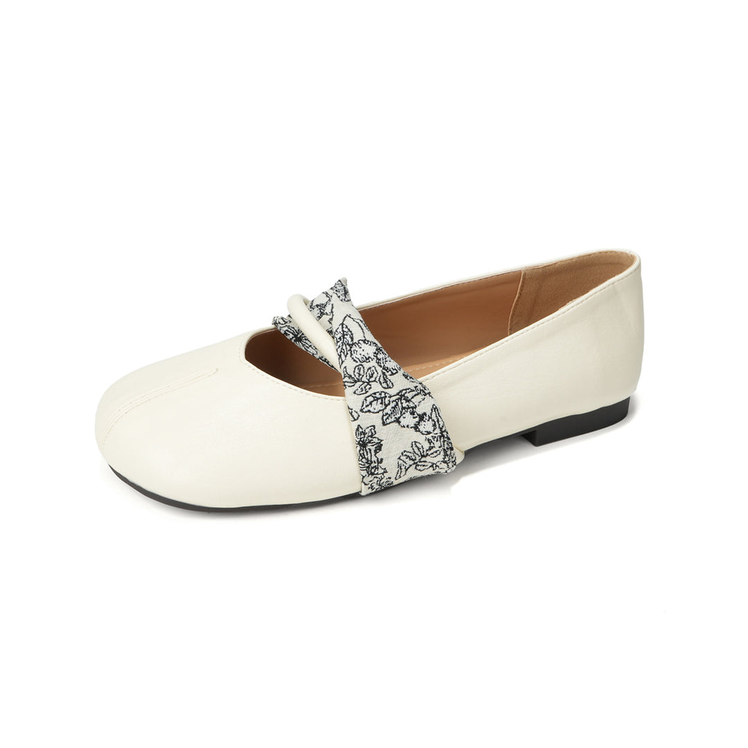 Damen Ballerinas mit floralem Riemen und bequemer Sohle EB