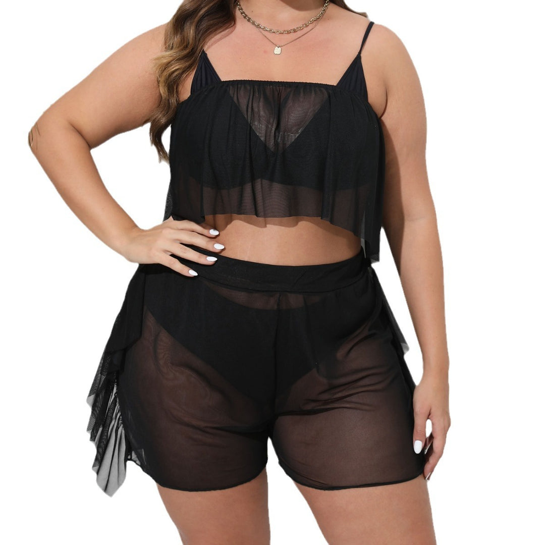 Damen luftiges Strandset mit durchbrochenem Design EB