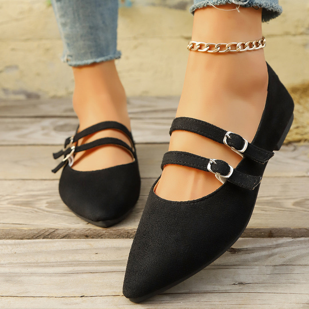 Damen Ballerinas mit verstellbaren Riemchen und elegantem Spitzendesign EB