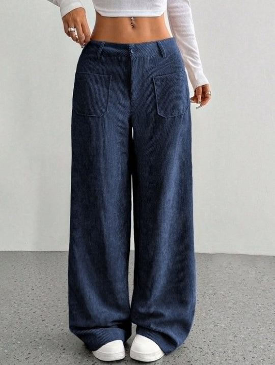 Damen Weite und bequeme Cordhose mit Taschen EB