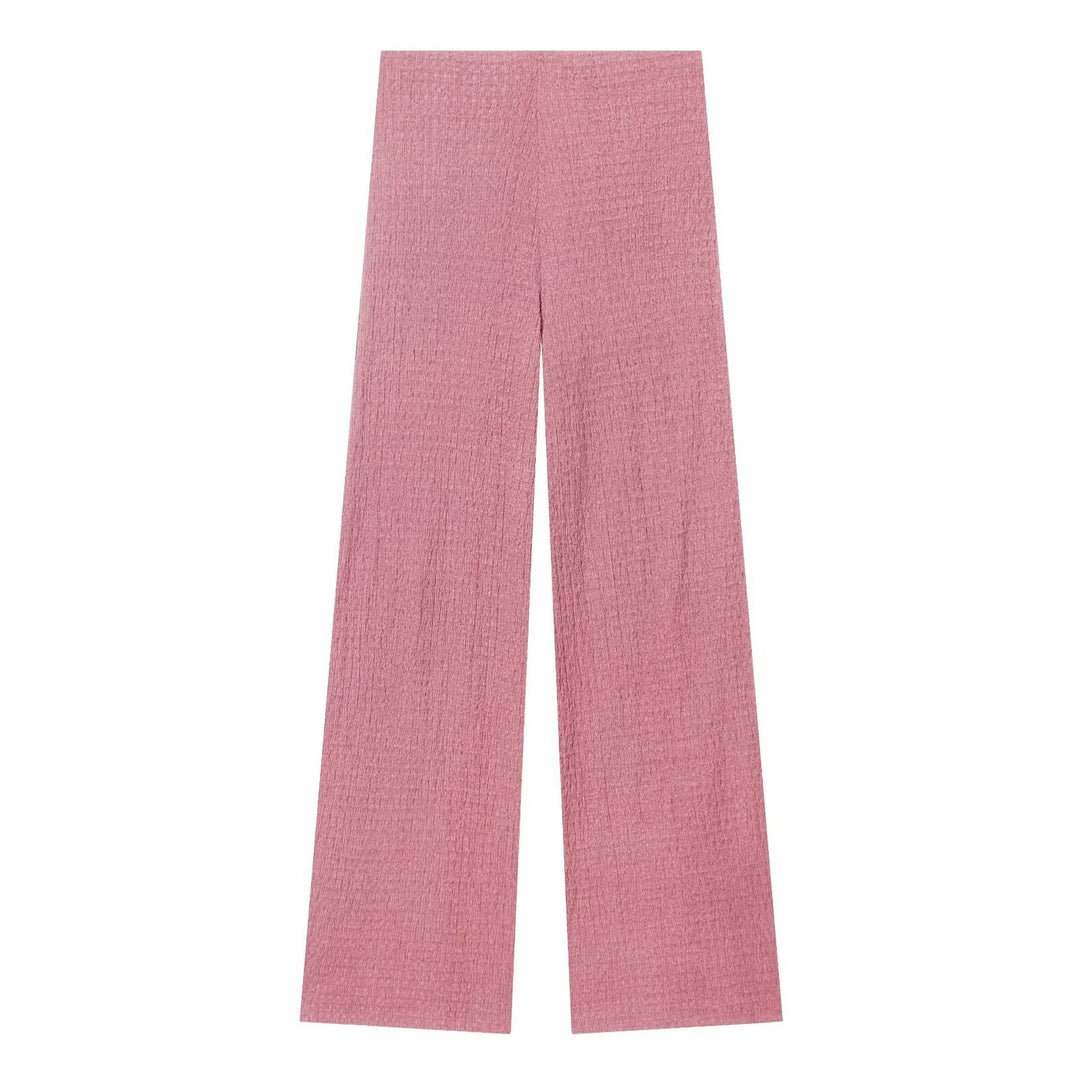 Damen Hochbundhose mit weitem Schnitt und lässiger Textur EB