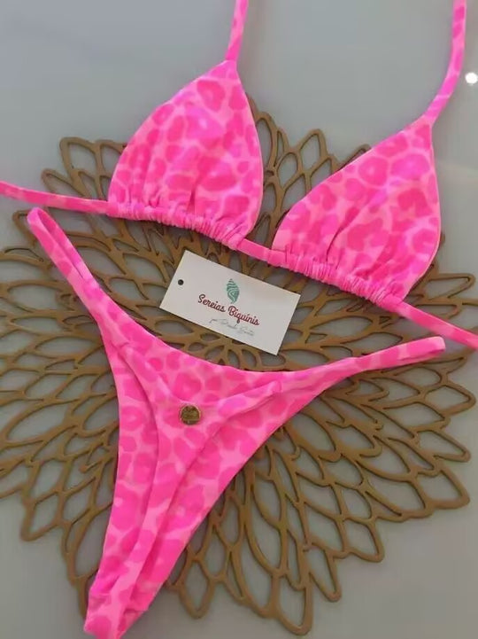 Damen Triangel-Bikini-Set mit floralen Mustern und verstellbaren Trägern EB