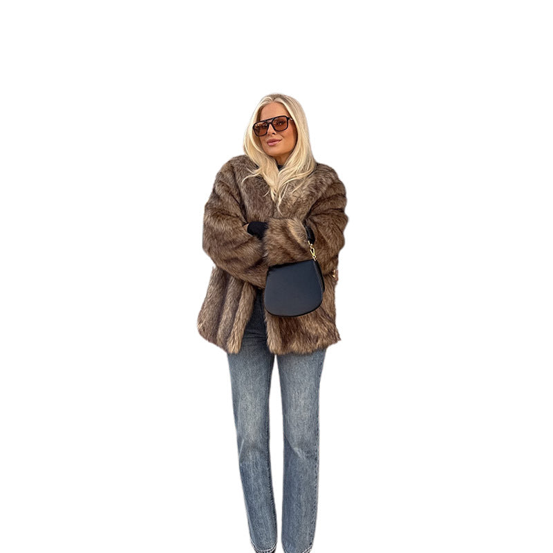 Damen kuschelige Kunstfelljacke EB