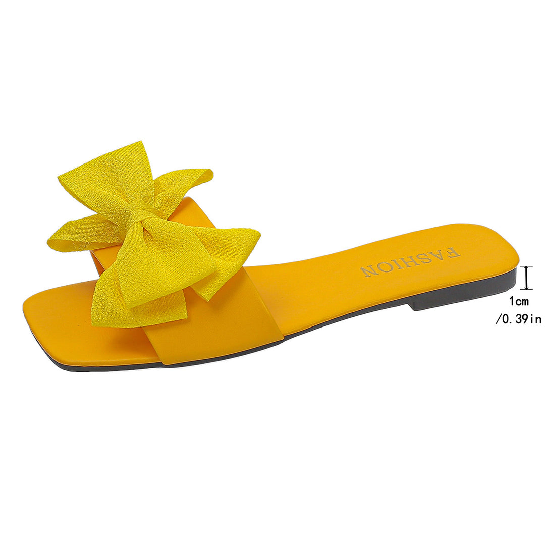 Damen Elegante Slipper mit großzügigem Schleifenverzierungen und glattem Obermaterial EB