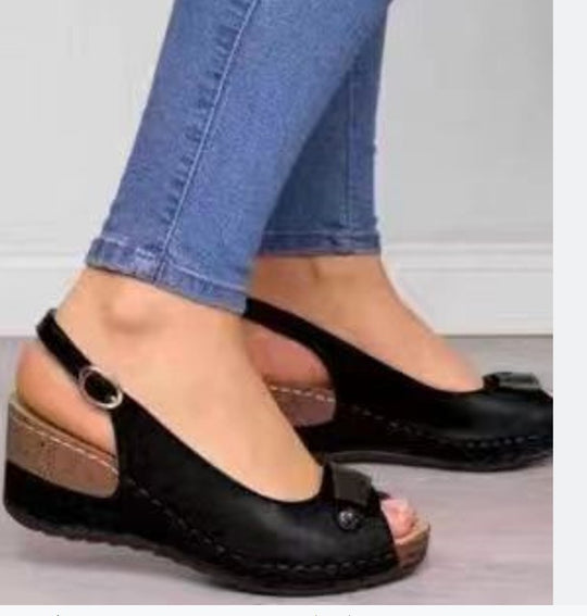 Damen Slingback Keilsandaletten mit komfortabler Sohlenstruktur EB