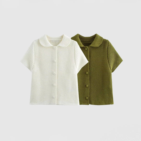 Damen Kurzärmliges Oberteil mit Knopfdetails und passendem Shorts-Set EB