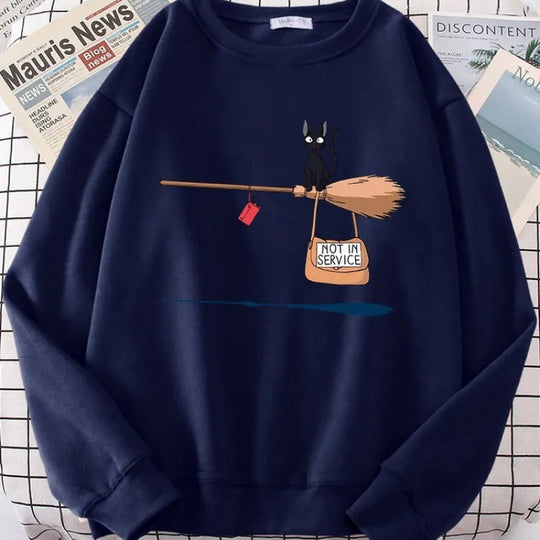 Damen Sweatshirt mit kreativem Katzenmotiv EB