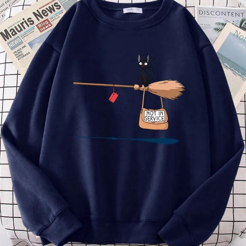 Damen Sweatshirt mit kreativem Katzenmotiv EB
