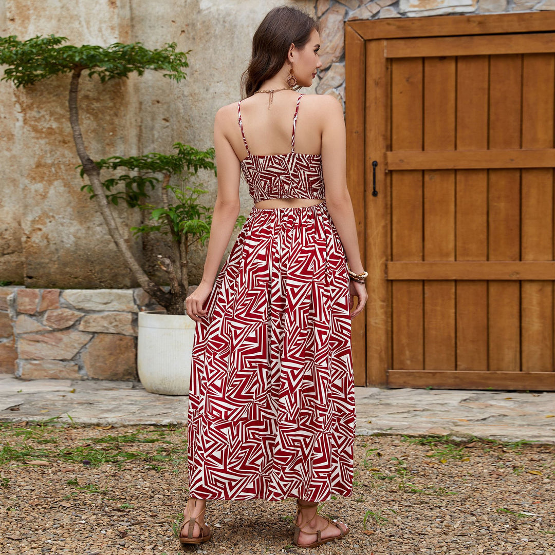 Damen Maxikleid mit geometrischem Muster EB
