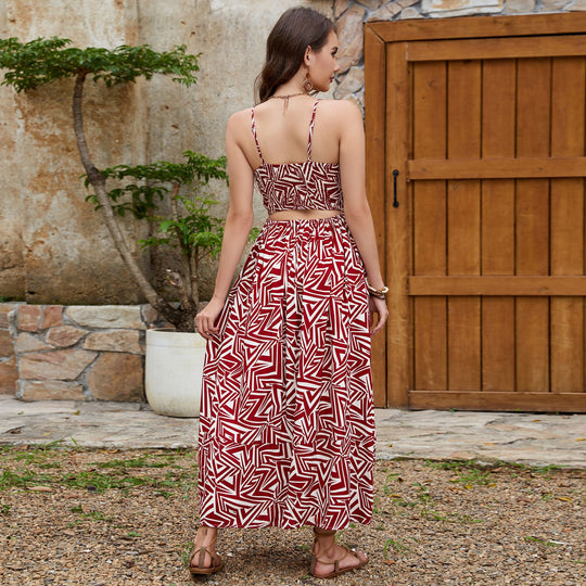 Damen Maxikleid mit geometrischem Muster EB