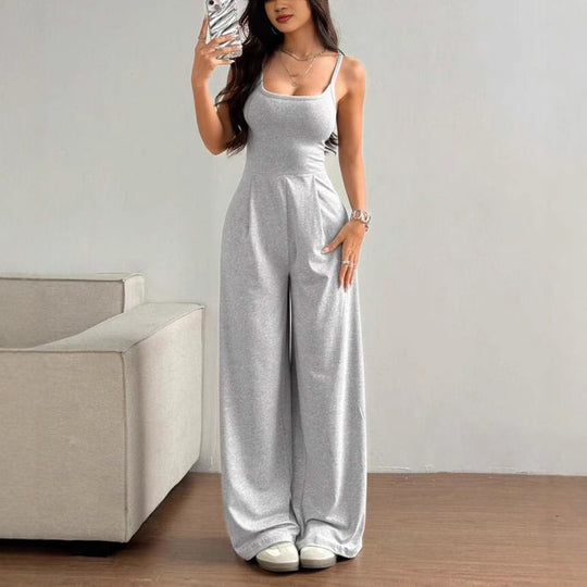 Damen Eleganter Jumpsuit mit weitgeschnittenen Beinen und schmeichelndem Oberteil EB
