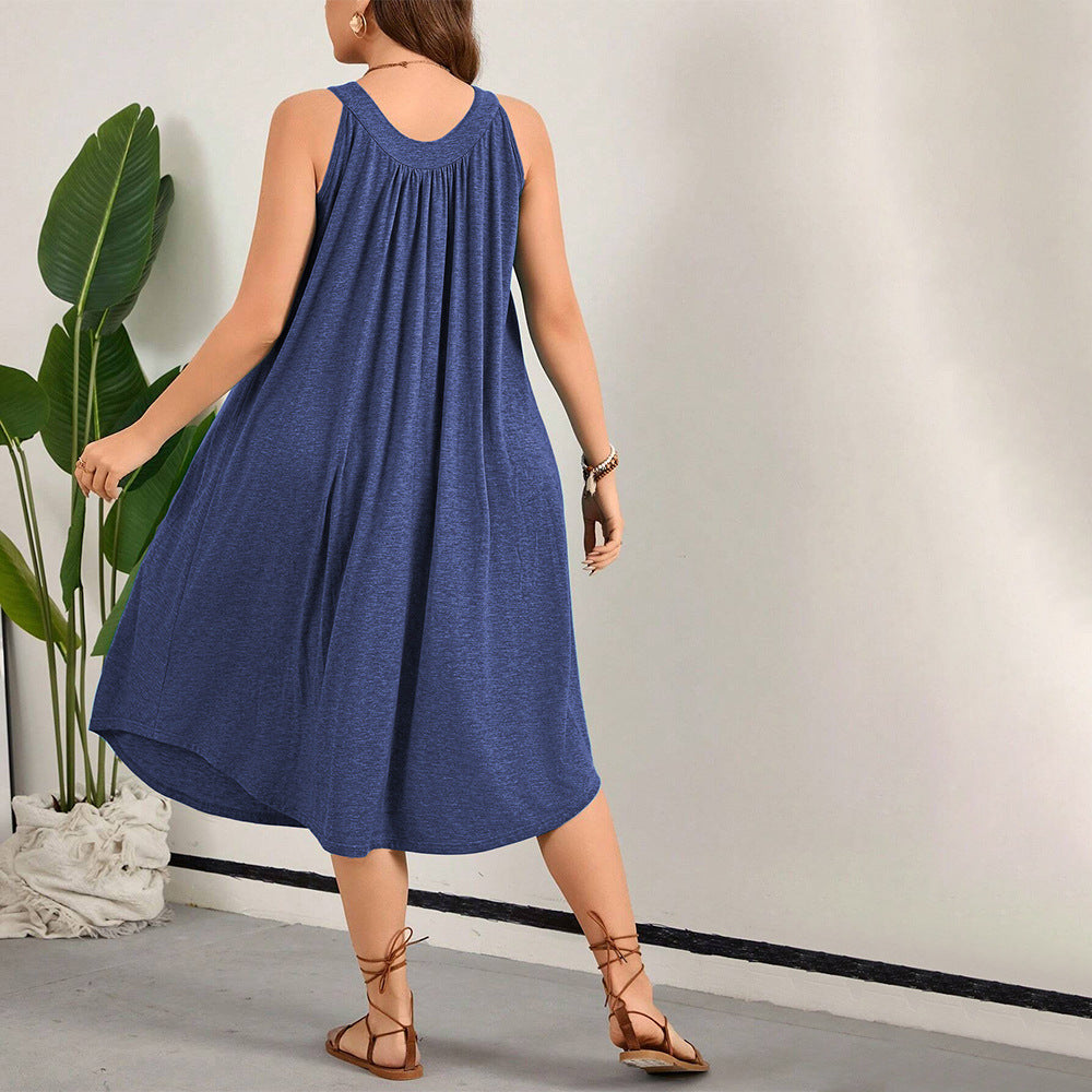 Damen lässiges A-Linien-Kleid mit großzügigem Schnitt und atmungsaktivem Material EB