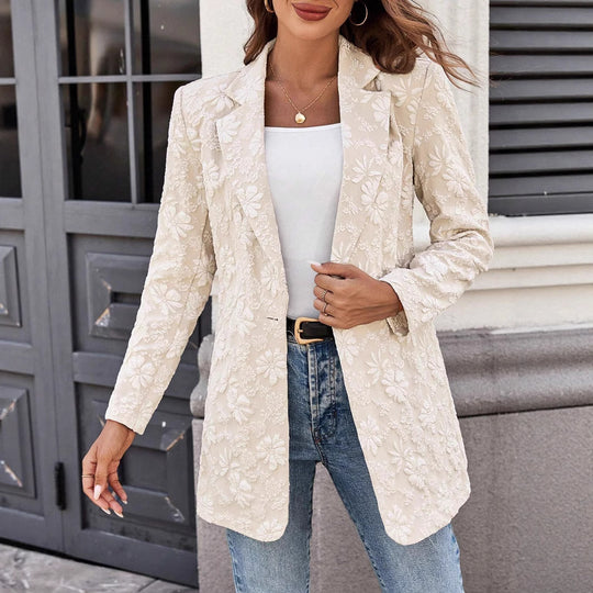 Damen Elegante Blazerjacke mit floralem Stickdesign EB