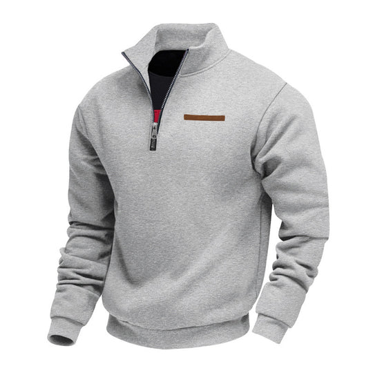 Herren nan Halbzip-Sweatshirt aus schwerem Fleece mit Stehkragen und verdeckter Brusttasche EB
