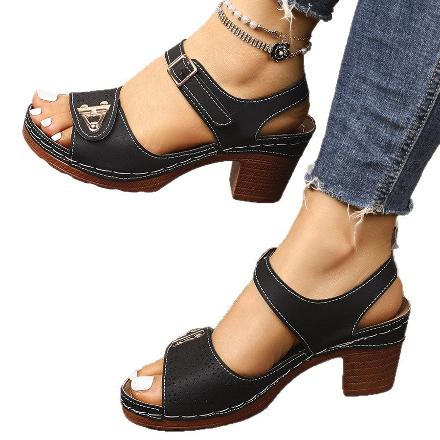 Damen Elegante und bequeme Sandalen mit Blockabsatz EB