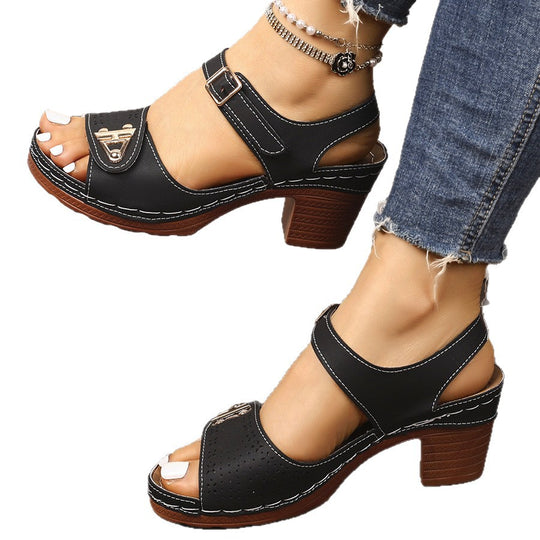 Damen Elegante und bequeme Sandalen mit Blockabsatz EB