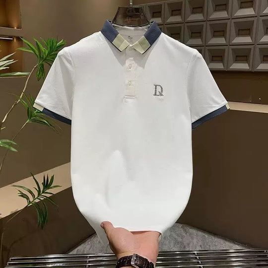 Herren Poloshirt mit Kontrastkragen und feiner Struktur EB