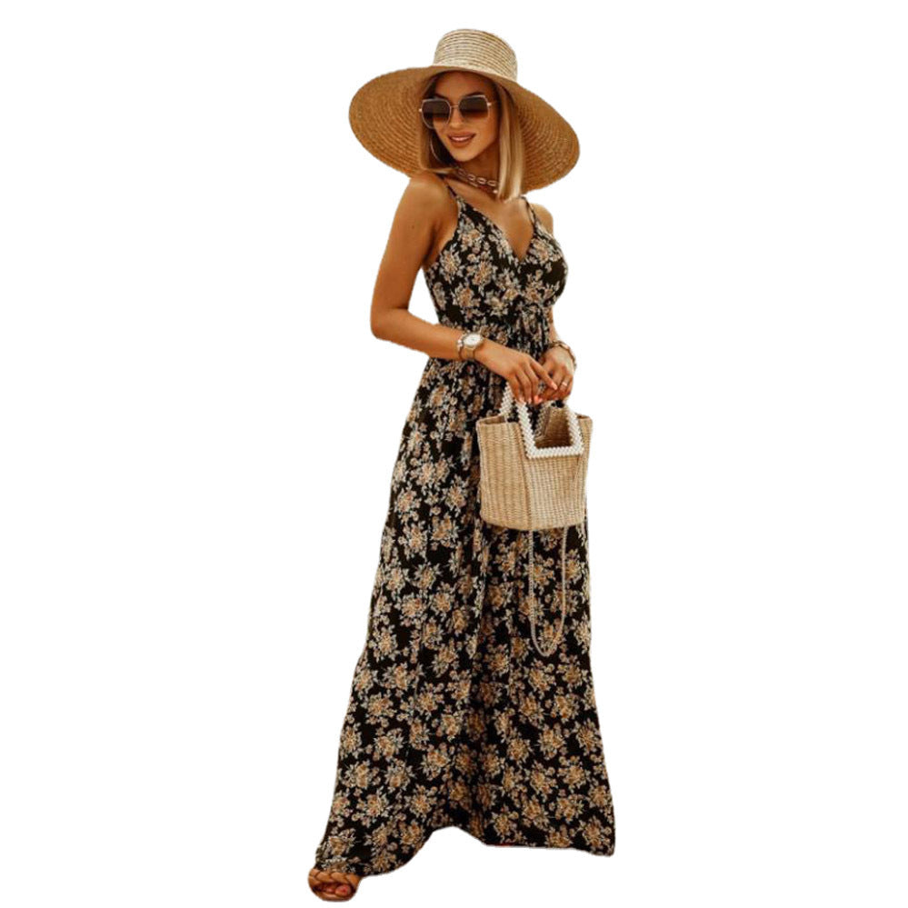 Damen Maxikleid mit floralen Mustern und raffiniertem Schnitt EB