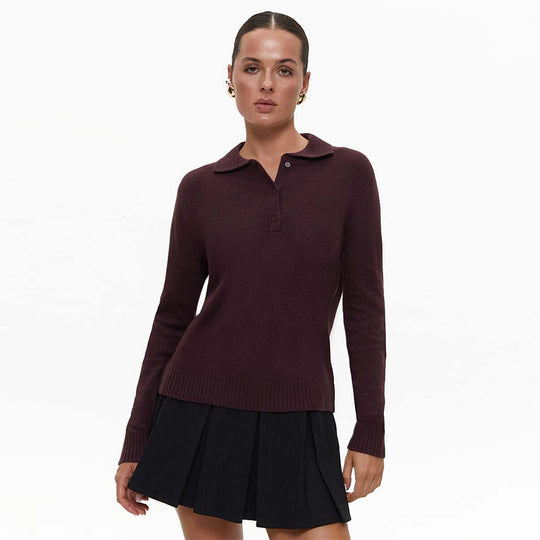 Damen eleganter Strickpullover mit Kragen EB