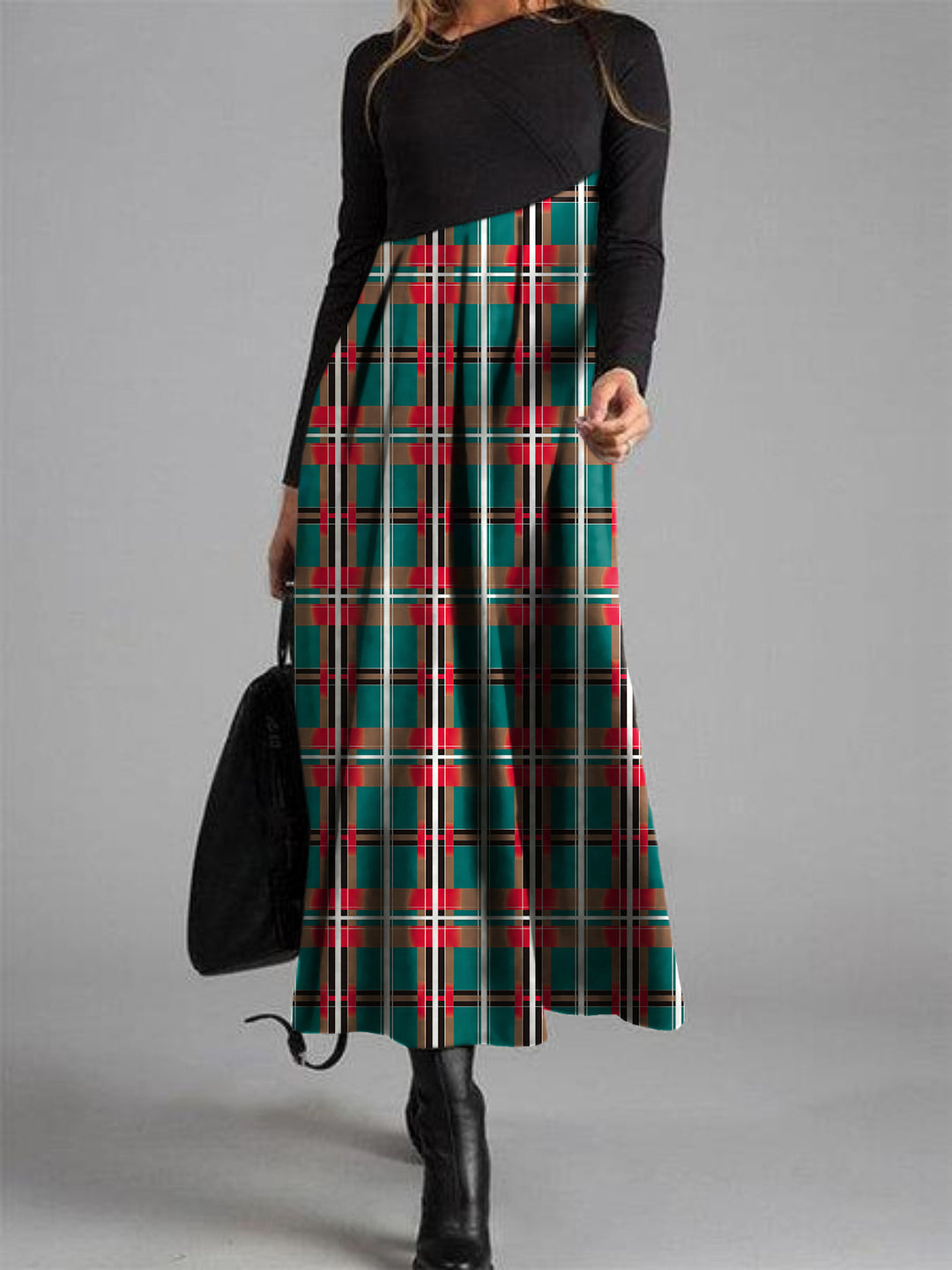 Damen boho-inspiriertes Midikleid mit geschickt kombiniertem Muster EB