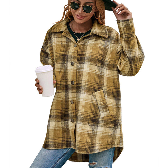 Damen Wollmantel im tartan Design EB