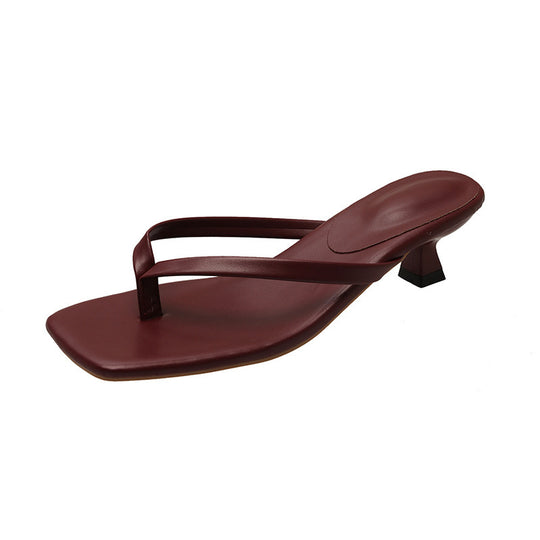 Damen Minimalistische Zehentrenner-Sandalen mit elegantem Absatz EB