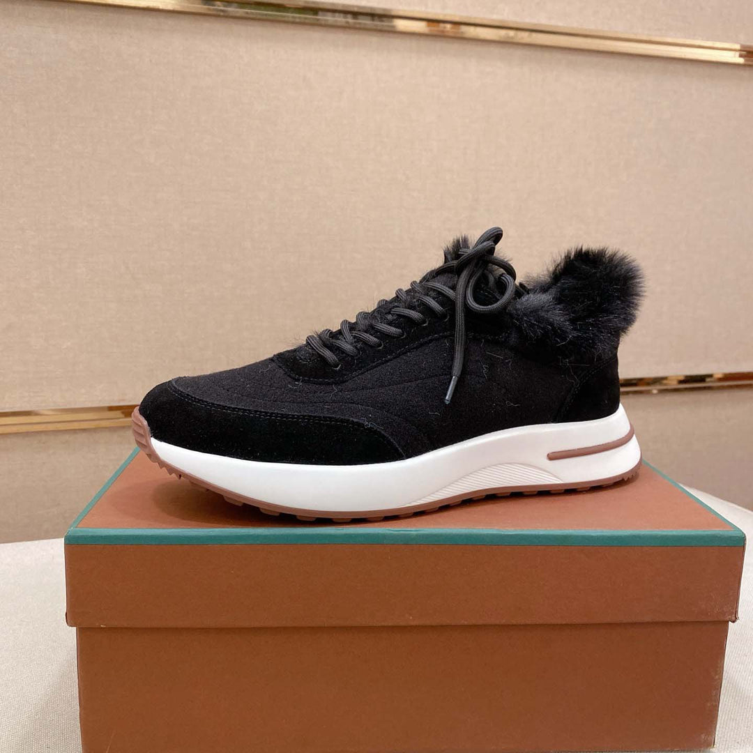 Damen Sportliche Sneakers mit luxuriösem Fellkragen EB