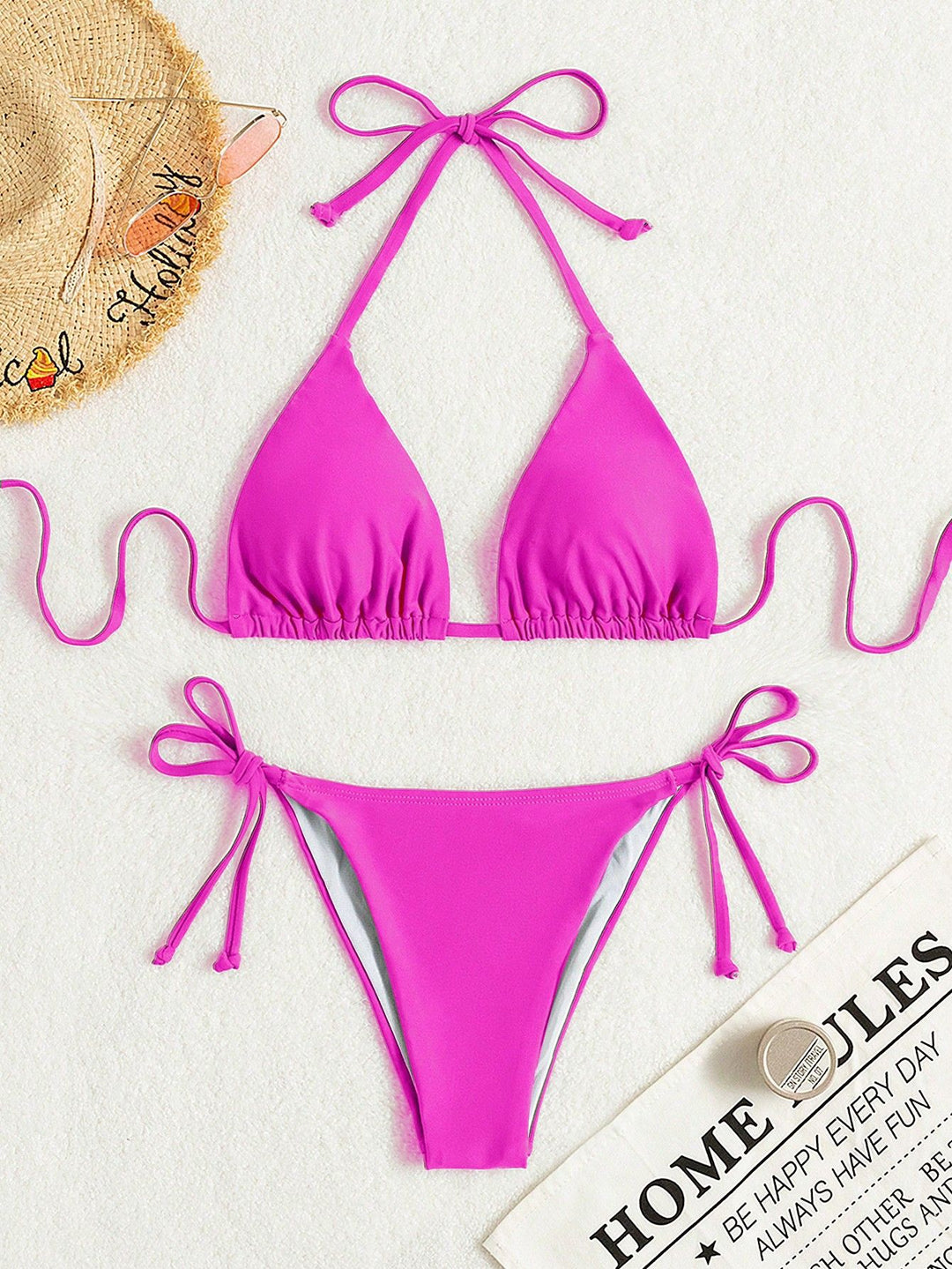 Damen Triangel-Bikini mit verstellbaren Bändern und elastischem Taillenbund EB