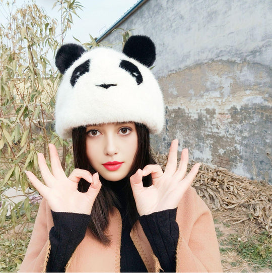 Damen Kuschelige Panda-Mütze EB
