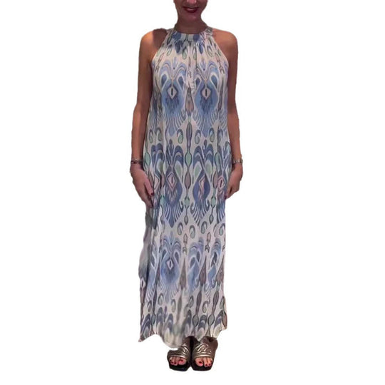 Damen Maxikleid mit raffinierter Wickeloptik und eleganter Musterung Heidi-Mode