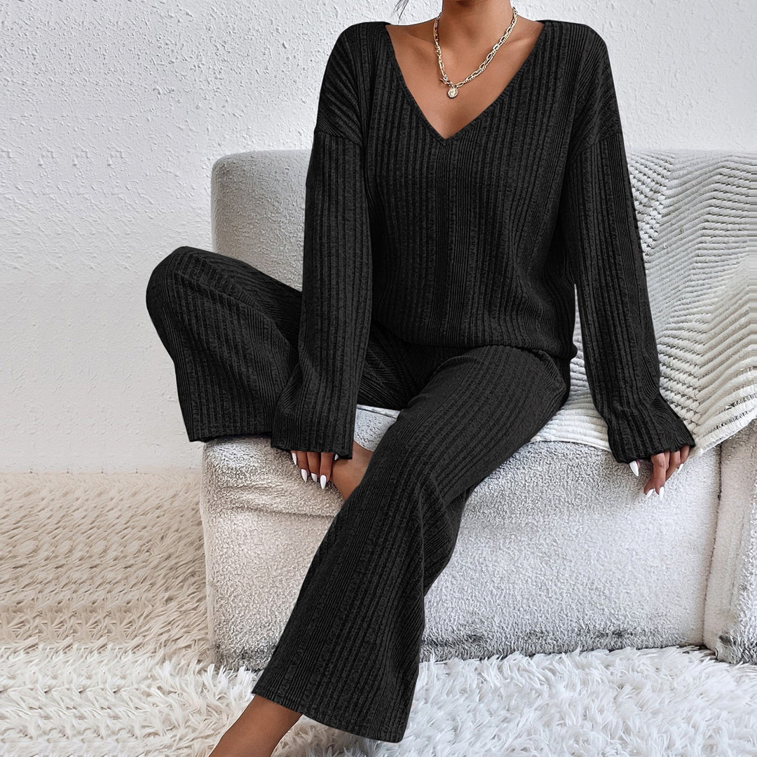Damen Komfortable Pyjamajacke mit elegantem V-Ausschnitt und weitem Schnitt EB