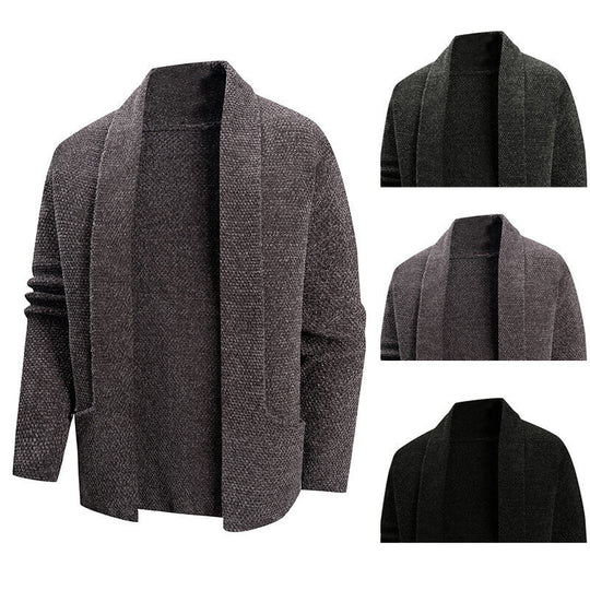 Damen lässige Strickjacke mit offenem Kragen und modernen Details EB