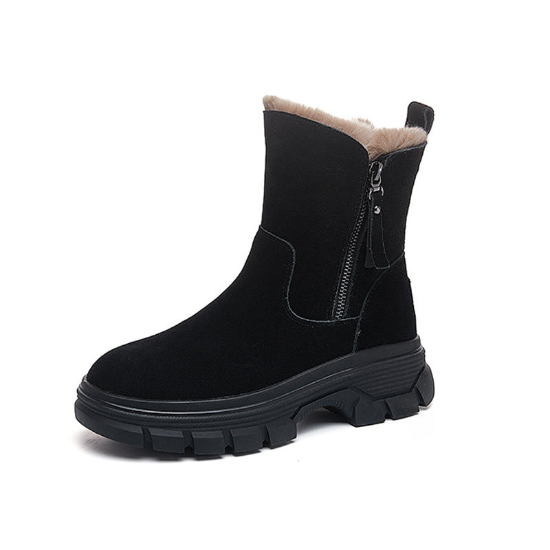 Damen Warme Winterstiefel mit durchgehendem Futter und robustem Reißverschluss EB