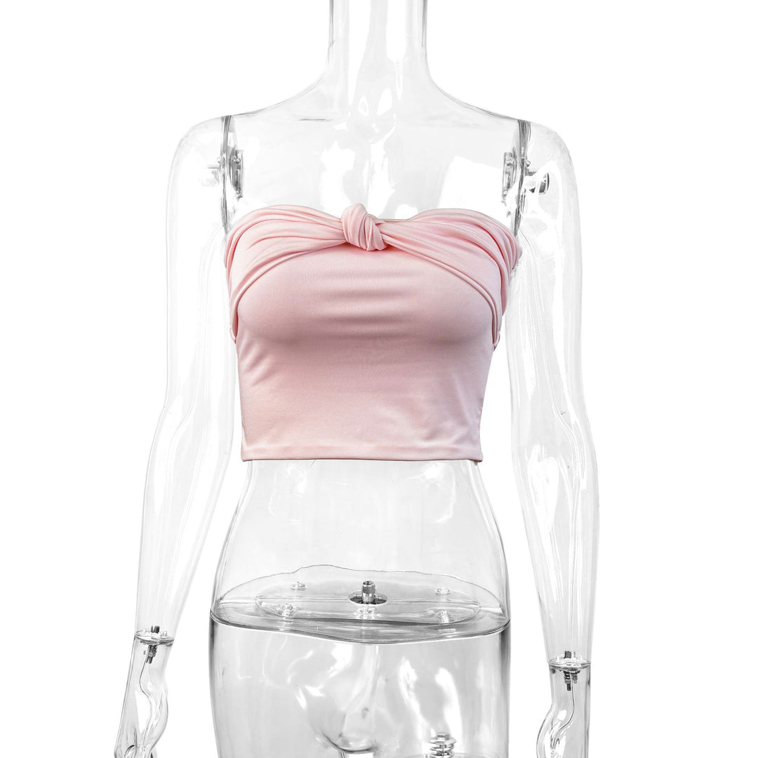 Damen Bandeau Crop-Top mit Knoten-Design EB