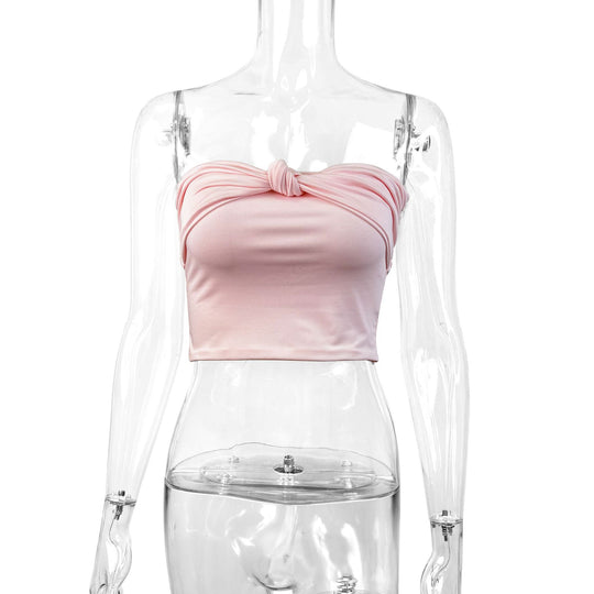 Damen Bandeau Crop-Top mit Knoten-Design EB