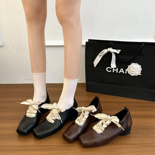 Damen elegante Schnürschuhe im Retro-Stil mit dekorativen Schleifen EB