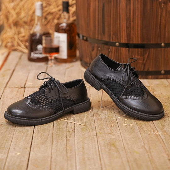 Damen Schnürschuhe mit atmungsaktiver Netzoberfläche und klassischem Lederdesign EB