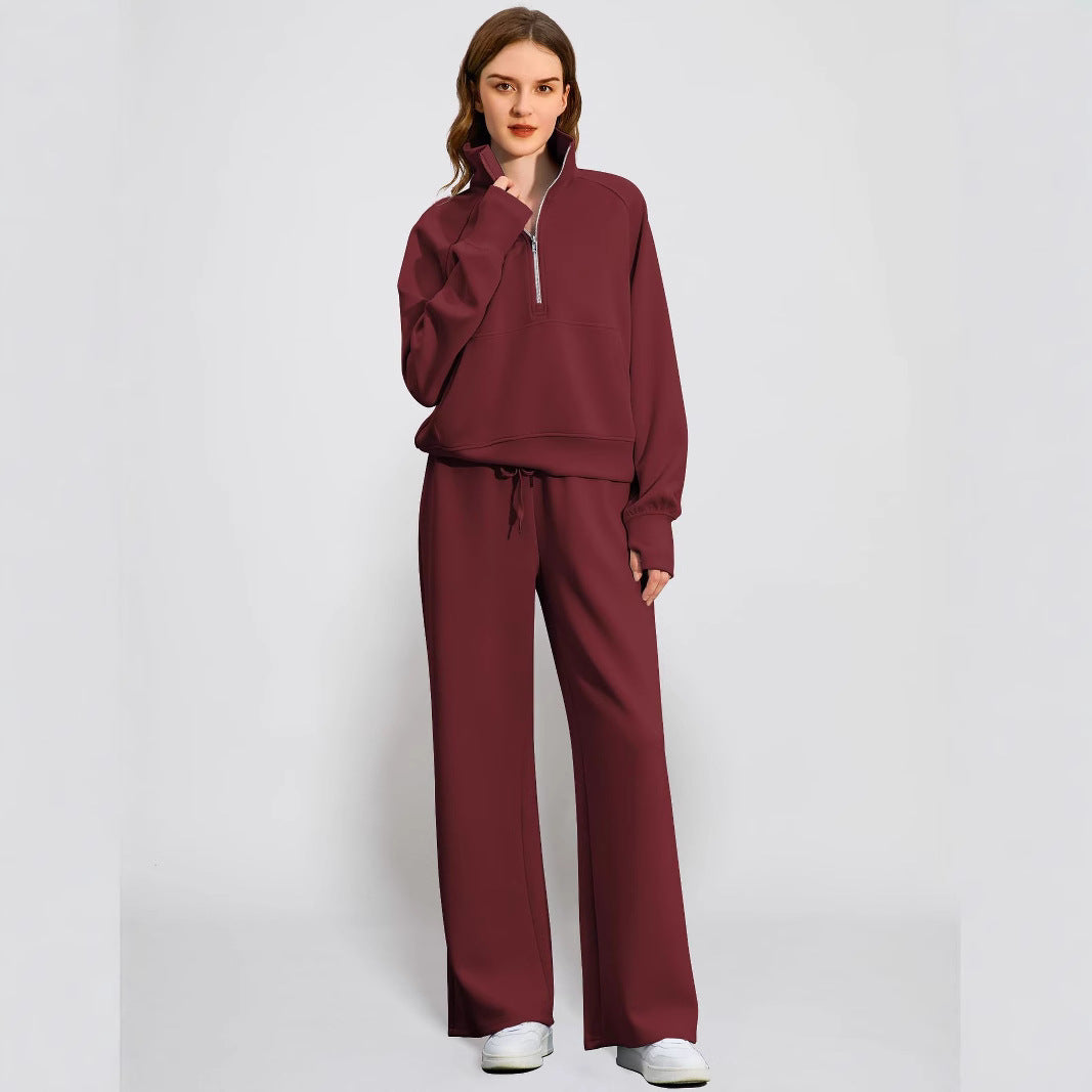Damen Sportives Set mit Stehkragen und weitem Beinschnitt EB
